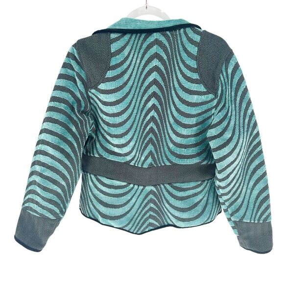 Khangura Jacket Womens Large Blue Tapestry Reversible Animal Print Art to Wear - Picture 5 of 16